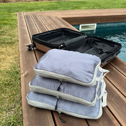 KIT de organizadores de viagem com sistema de compressão