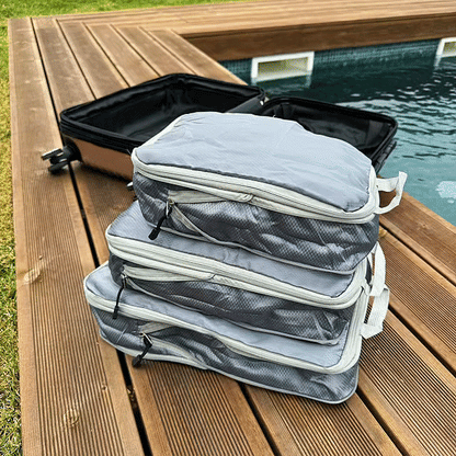 KIT de organizadores de viagem com sistema de compressão
