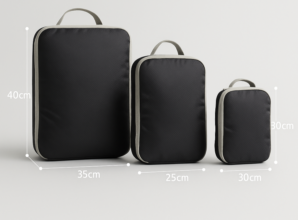 KIT de organizadores de viagem com sistema de compressão
